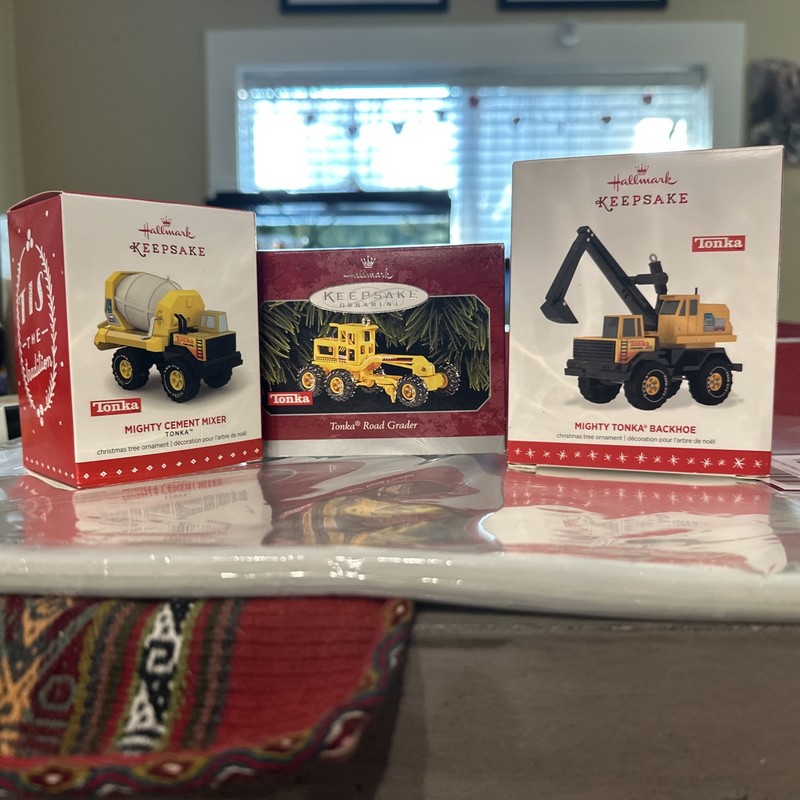 Lot 3:  Tonka Hallmark: 1998 Road Grader, 2015 Mighty Cement Mixer, 2016 Backhoe