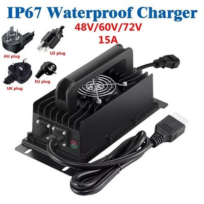 48V/60V/72V 15A Li-ion LiFePo4 Battery Charger Waterproof Intelligent Charger