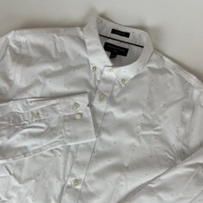 Banana Republic Shirt Mens Medium White Slim Fit Non Iron Geometric Print