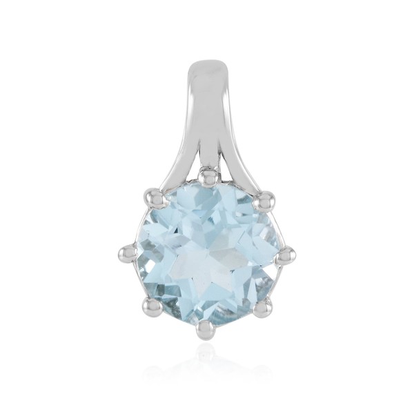 Cavill Himmelblauer Topas AnhäNger 1,43Ct Rundschliff Sterling Silber Platin-image