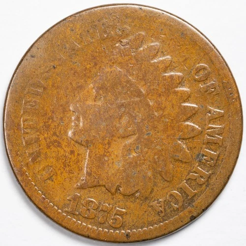 1875 Indian Head Penny Cent About Good (AG)