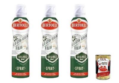 Bertolli Extra Vergines Olivenöl Spray Original, 3 x 200ml+Polpa 400g