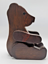 Vintage Dark Wood Wooden Bear Moveable Joints Childs Decor Brown Bear
