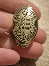 Vintage Locket 4 Photos Swirls Pattern Gold Tone Live Love Laugh