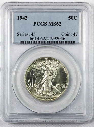 1942 MS62 Walking Liberty Silver Half Dollar PCGS Brilliant Uncirculated