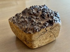   Vintage Burled Maple Wood Puzzle Box by Chuck Augustine 1997 , Raw-Edge, MCM