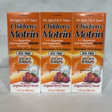 3 Pack - Children's MOTRIN Ibuprofen Oral Suspension Dye-Free 4 fl oz - Berry