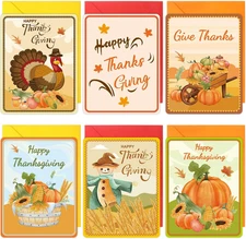 Thanksgiving Greeting Cards with Envelopes 24PCS Watercolor Thanksgiving Day ...