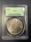 1886 morgan silver dollar pcgs ms64 - strong luster  and Clean Face!