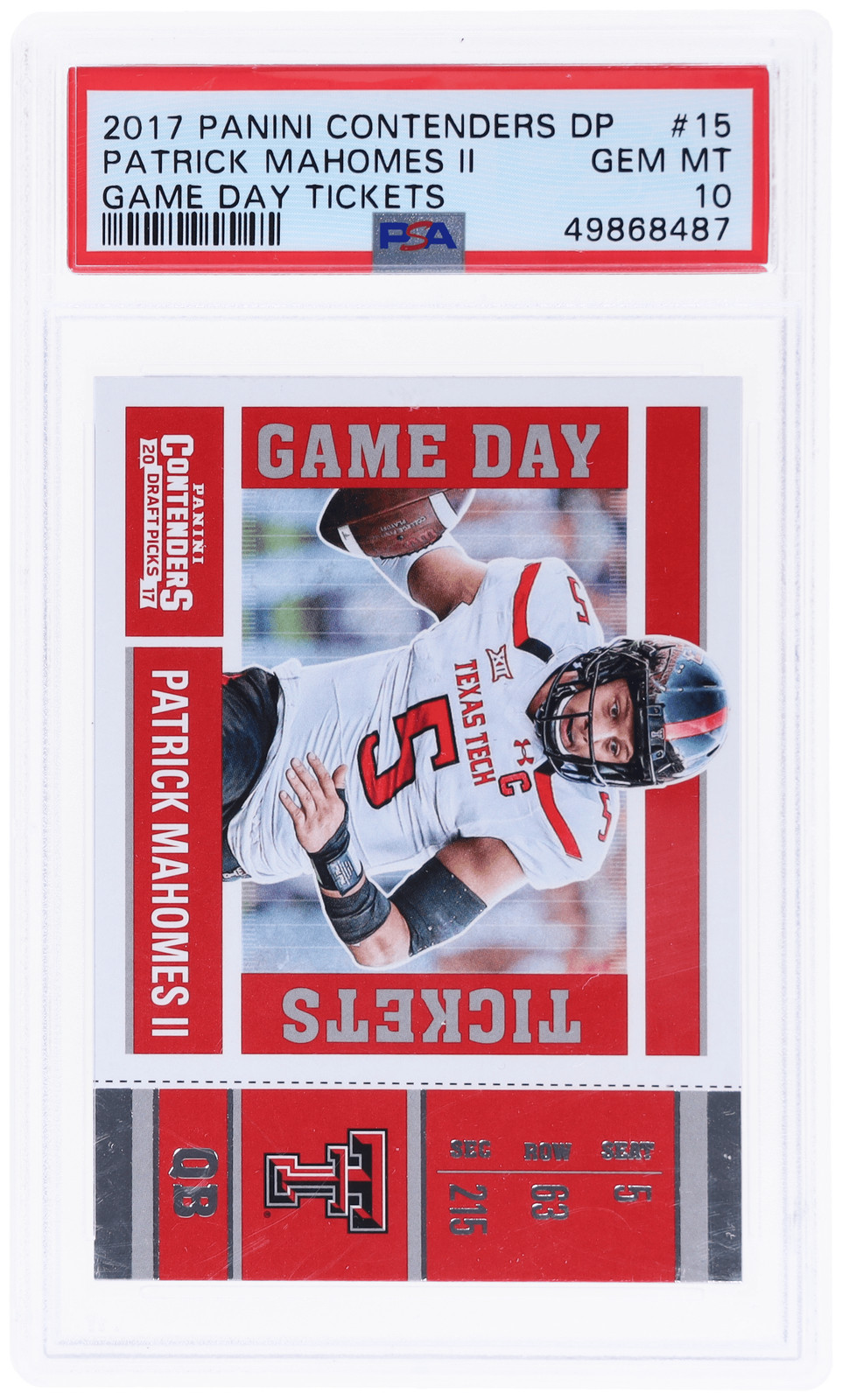 Patrick Mahomes Panini Contenders Draft Picks Game Day Tickets #15 Base