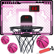 Basketball Hoop Indoor Kids Girls Pink - Mini over the Door Basketball Hoops wit