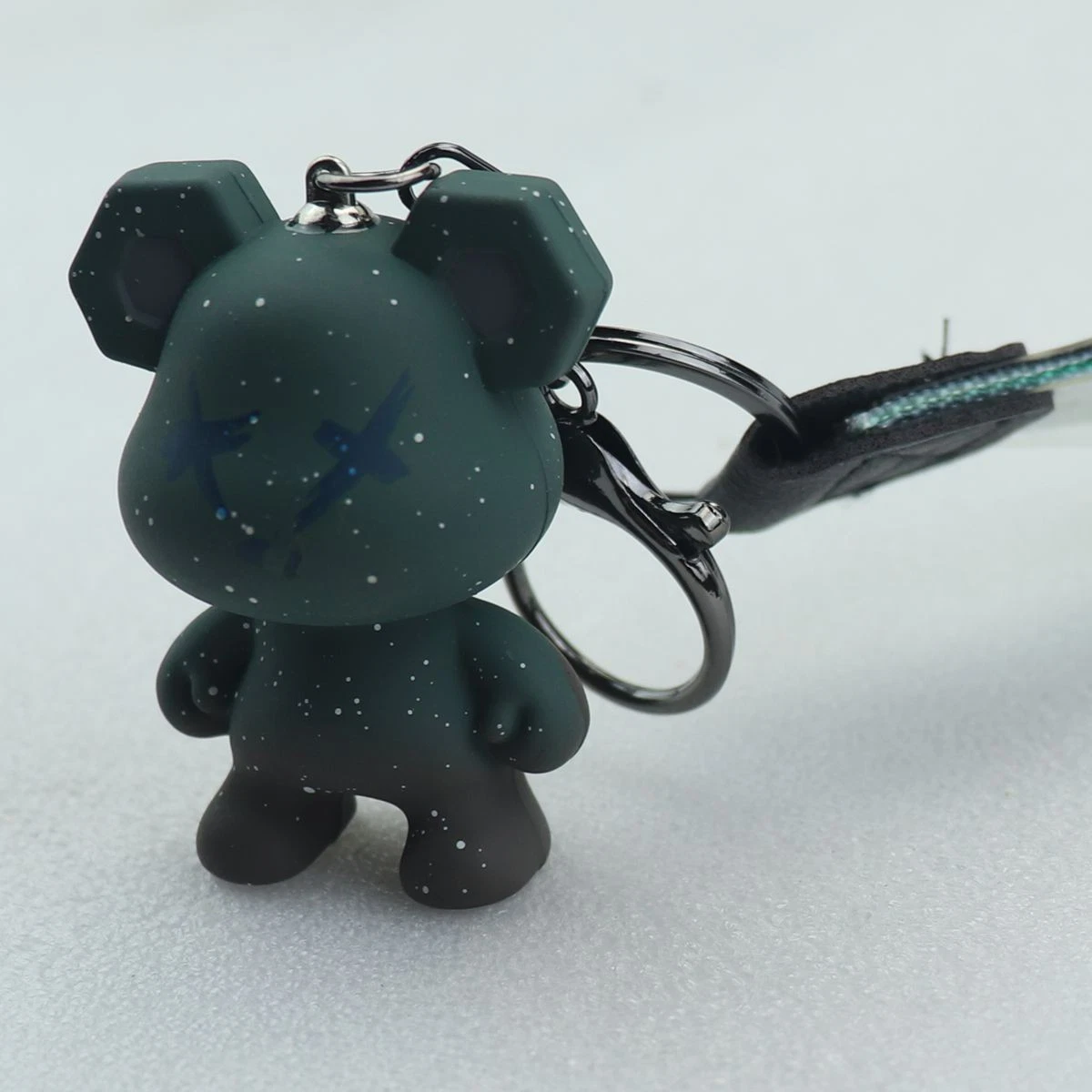 Bearbrick Style Green Starry Bear Keychain Wrist Strap Fashion Key Ring Bag Char