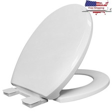 17" Plastic Toilet Seat Soft Close Quick Release Adjustable Hinge W/ Pads White