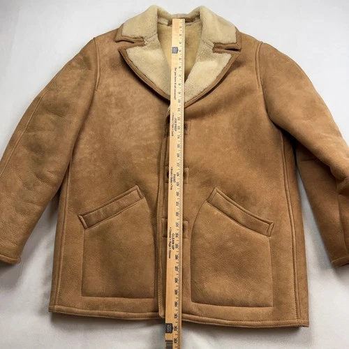 Vintage 70s Norm Thompson Mens 40 Shearling Sheepskin Coat Tan Suede Jacket image 6