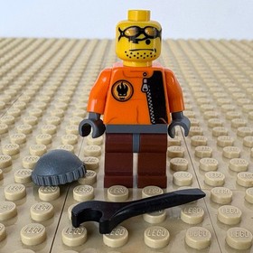 LEGO Factory, Racers: Hot Rod Driver Orange WRENCH rac039, 10200 CAR GARAGE 2008