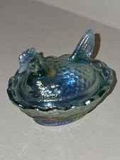 Boyd Hen on Nest Salt Cellar MINI 2" Carnival Blue