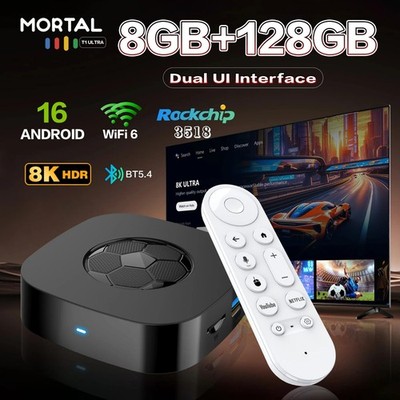 T1 Ultra 8K Android 16 Smart TV Box 8GB RAM 128GB WiFi Dual UI Media Player 4K