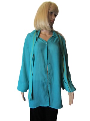 Blouse - Woman - by White Stage - Plus size- 18 W -Color Teal - (800-252)