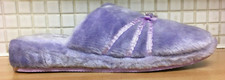 Plush Mule Slippers Satin Bow Cosies Womens Slip On Faux Fur 7/40 NEW* Lilac