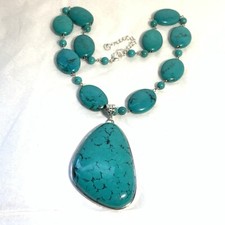 LUC 925 Lucas Lameth Turquoise Bead Pendant Necklace Enhancer Sterling 18-20"