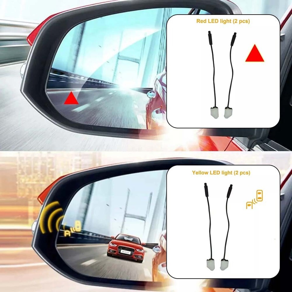 Car Blind Spot Detection System Lens Light Alarm Yellow/Red Color