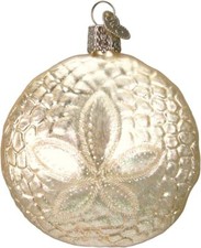 Old World Christmas Sand Dollar Sea Shell Blown Glass Christmas Ornament