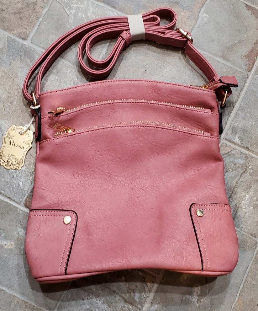 NEW ALYSSA PINK GOLD Lead Safe Vegan Purse Crossbody Bag