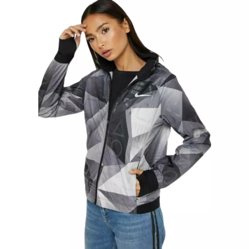 Shield hooded women's running jacket black cheap