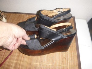 coach ferry signature platform wedge sandal