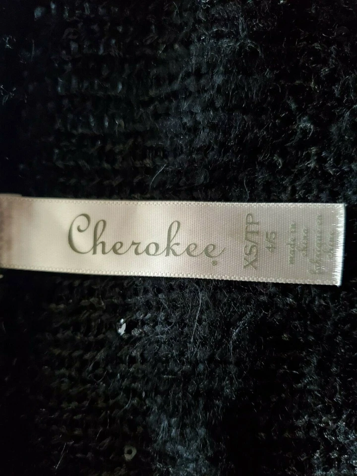 Cárdigan tejido Cherokee para niñas lentejuelas suéter brillante talla X pequeño 4/5 negro Foto 2 de 4