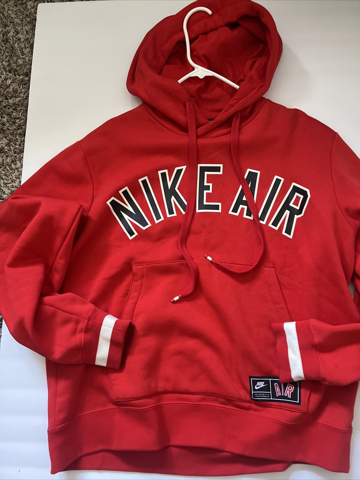 Nike Red Fleece Pullover Vintage Hoodie Men's Size Me… Gem