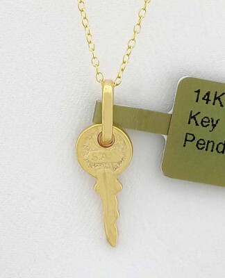SCHLÜSSEL 3D ANHÄNGER 14K GELBGOLD - Neu mit Etikett