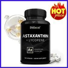 Astaxanthin 24mg + Lycopene 50mg Clinical Strength Carotenoids Skin Supplement