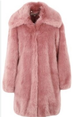 NWOT Michael Kors Faux Fur Teddy Coat Pink Size S UK