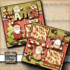 SANTA  CHRISTMAS 2 premade scrapbook pages layout paper piecing DIGISCRAP A0191