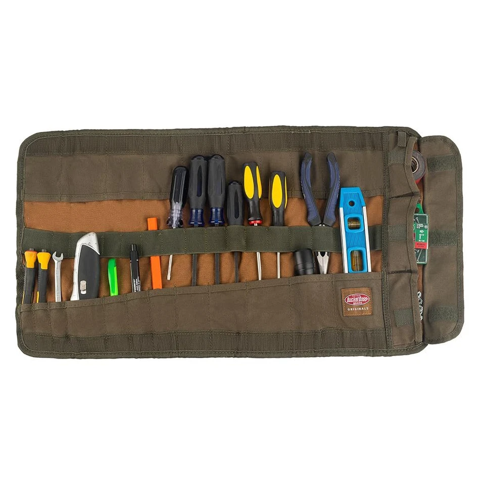 Heavy Duty Canvas Tool Roll Organizer with 25 Pockets and Quick Release Buckles - Image 3 of 4