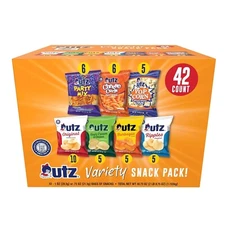 Utz Snack Variety Pack 42ct Potato Chips, Cheese Curls, Popcorn, Party Mix Trave
