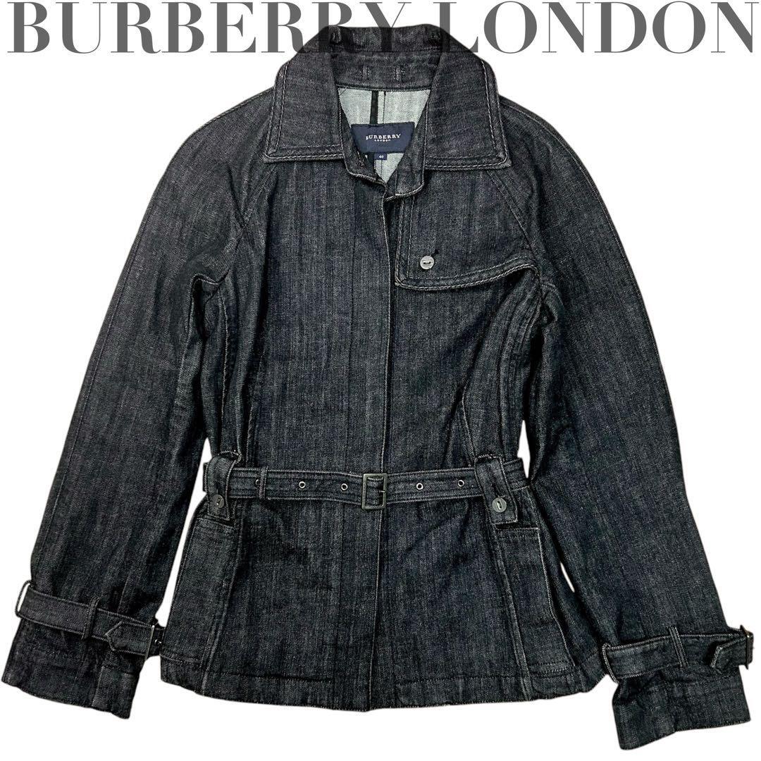 Burberry London Denim Jacket Black Belt Nova Check L Size