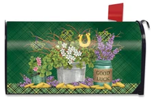 Lucky Potted Shamrocks St. Pat's Large Mailbox Cover Oversized Briarwood Lane
