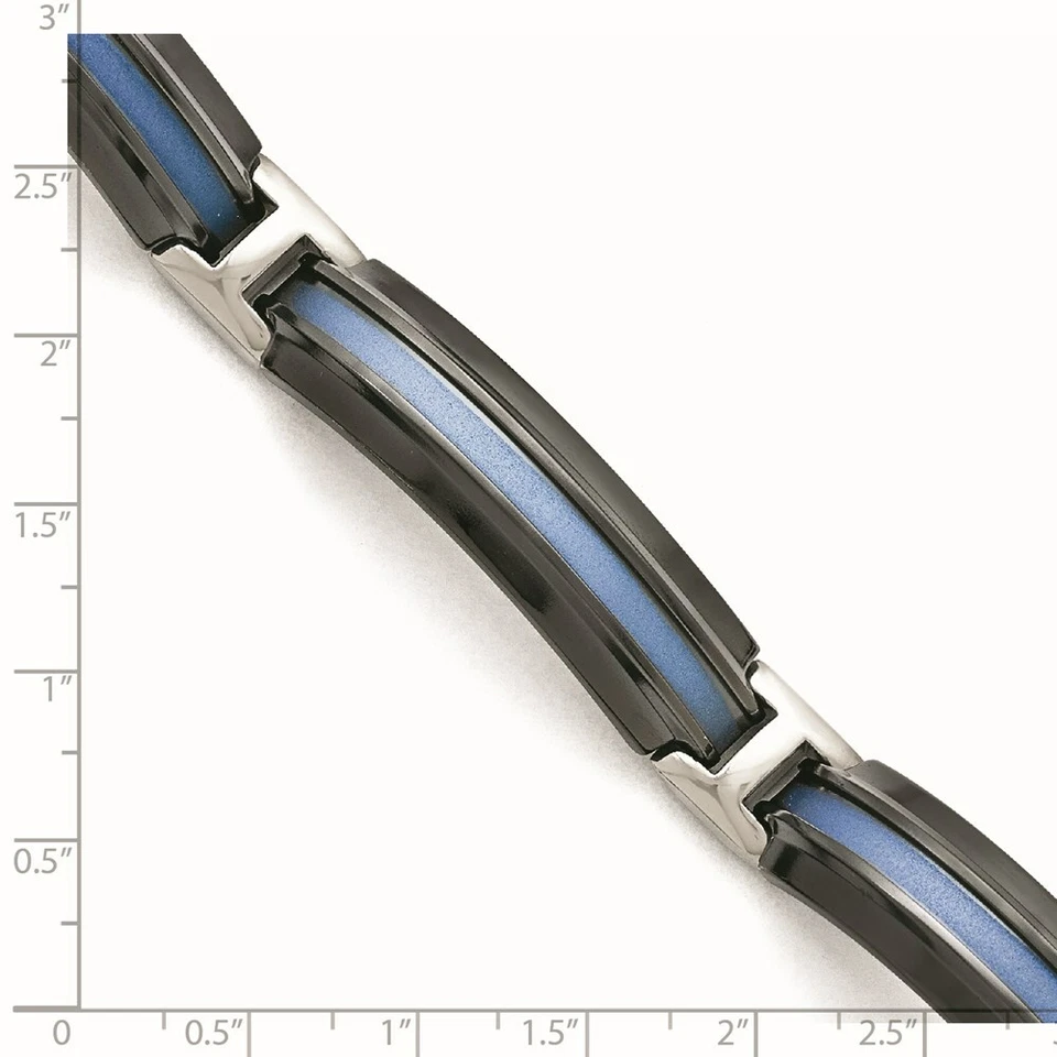 8" Titanium Black Ti Polished Blue Annodized Bracelet - Image 3 of 3