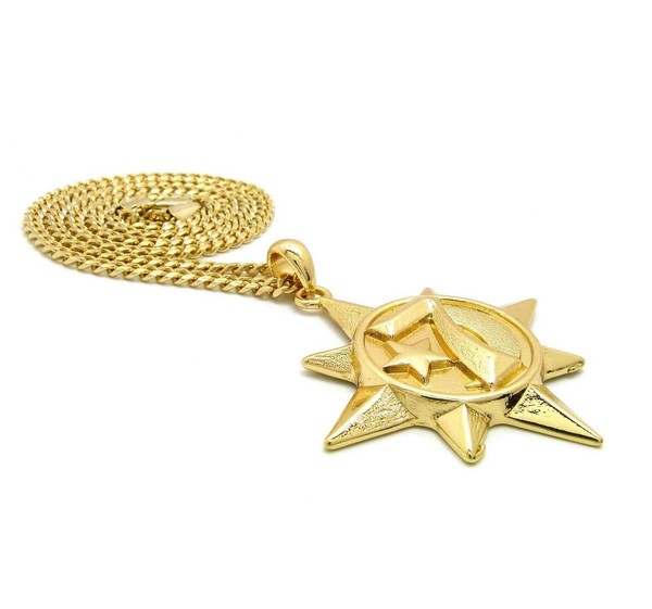 Alternate view of Hip Hop Gold Plated Star Charm 18" 20" 24" Box Cuban Rope Chain Necklace