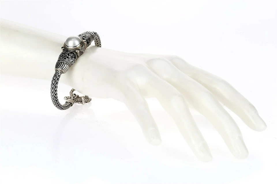 Pulseira de tecido Phillip Gavriel ouro 14K prata esterlina pérola branca - Imagem 2 de 3