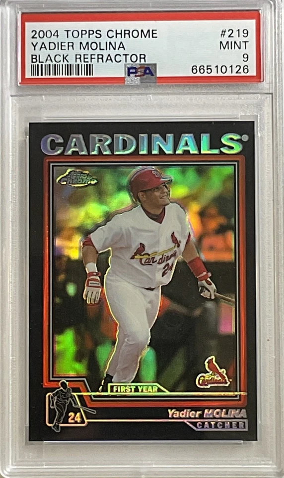 Pop 4 PSA 9 2004 Topps Chrome Yadier Molina Black Refractor SSP Highest Graded - Image 2 of 3