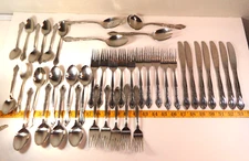 Vintage Auberge Rogers Korea Stainless Flatware 6 Place Setting Extras Serving