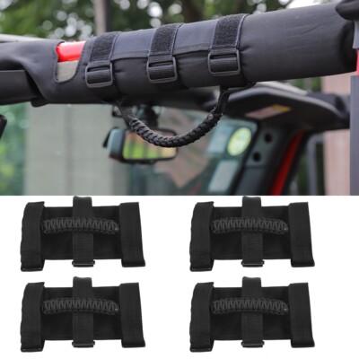 Black Roll Bar Grab Handles Grip Handle For Jeep Wrangler YJ TJ