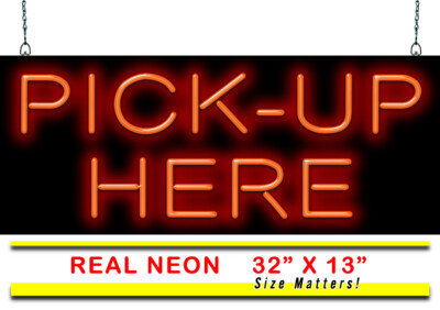 Pick Up Here Neon Sign | Jantec | 32'' x 13'' | Cafe Diner Order Here Deli Sub Bar