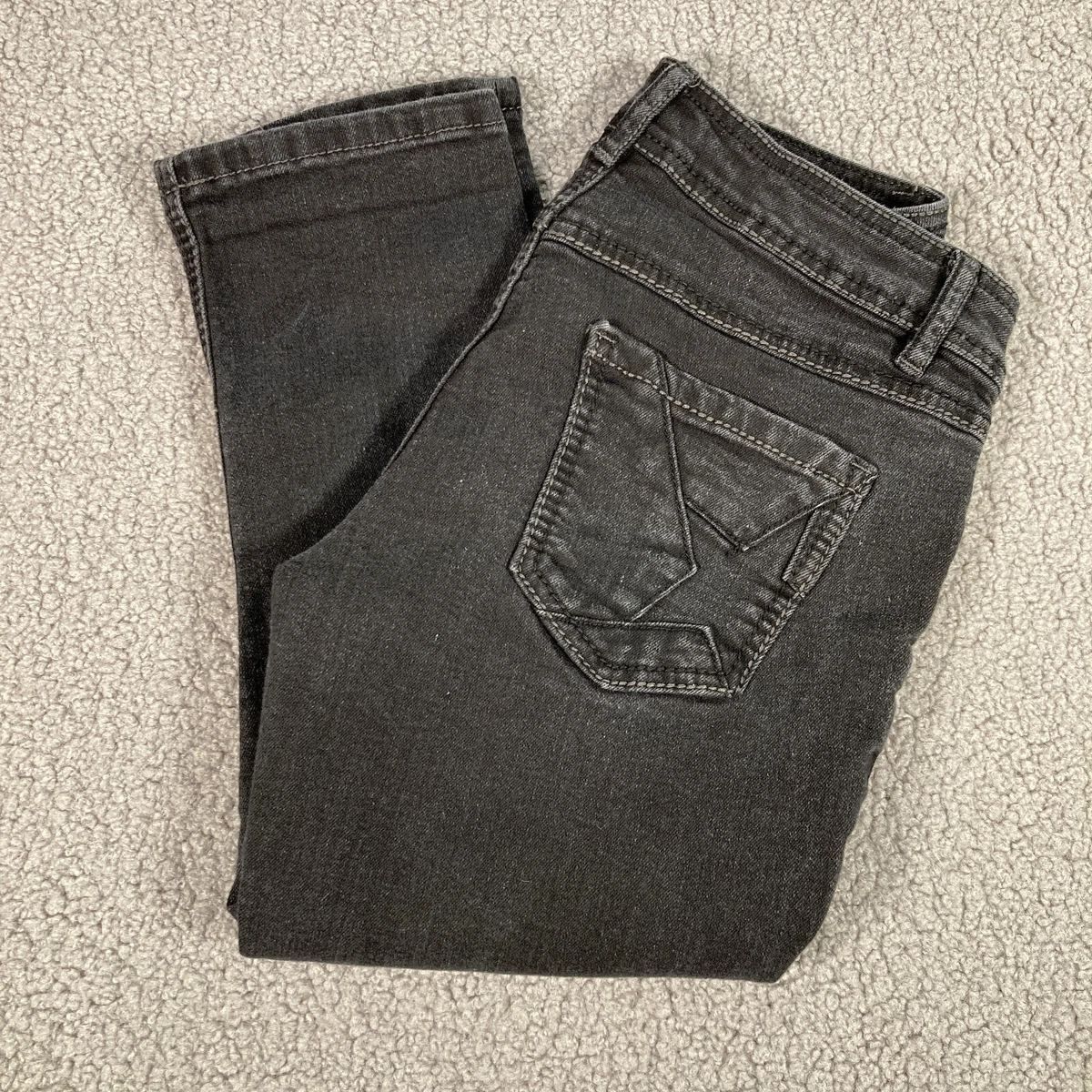 Rebel By Right Cropped Jeans Juniors Size 3 Black Denim Stretch Low Rise