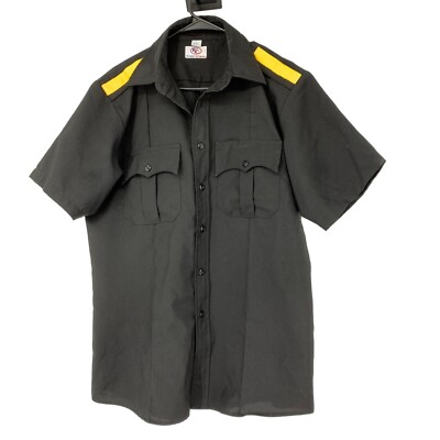 First Class Size Large Short Sleeve Uniform Shirt Black 3004 Polyester Two Tone