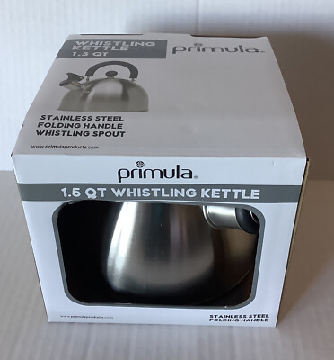 Primula Stewart Stovetop Whistling Kettle 1.5 qt  Stainless Steel NEW