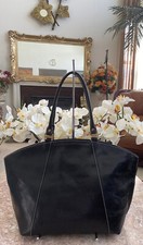 Valentina Black Italian Leather Large Tote Shoulder Bag Euc! Made In Italy